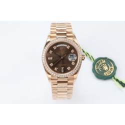 Rolex-DayDate 36mm Dia Pres RG/RG G-Brown Diam EWF A3255 Mo