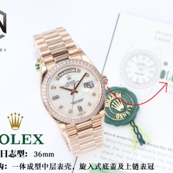 Rolex-DayDate 36mm Dia Pres RG/RG Wht MOP Diam EWF A3255 Mo