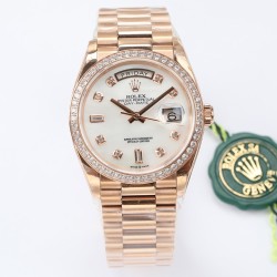 Rolex-DayDate 36mm Dia Pres RG/RG Wht MOP Diam EWF A3255 Mo