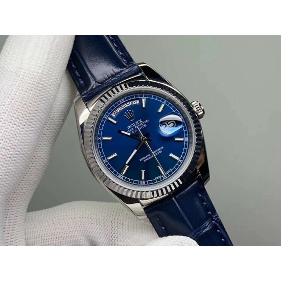 Rolex-DayDate 128239 36mm SS/LE Blue/Stk QF V3 VR3255(Gain Weight)