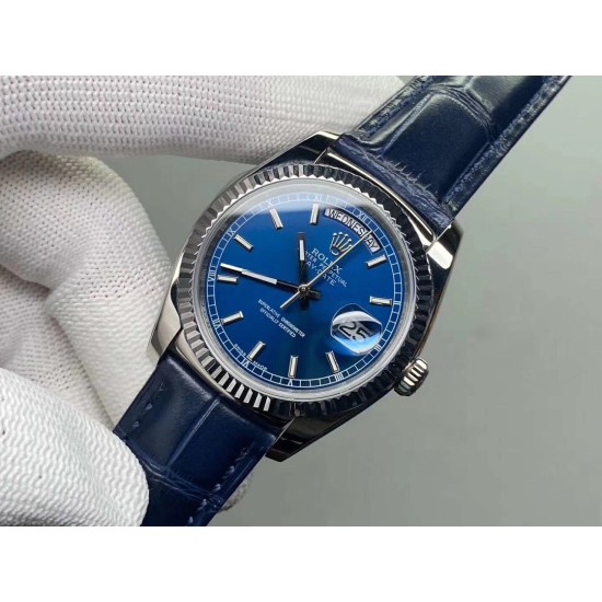 Rolex-DayDate 128239 36mm SS/LE Blue/Stk QF V3 VR3255(Gain Weight)