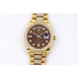 Rolex-DayDate 36mm Dia Pres YG/YG Brown Diam EWF A3255 Mod