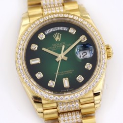 Rolex-DayDate 36mm Dia Pres YG/YG Green Diam EWF A3255 Mod
