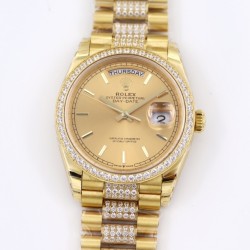 Rolex-DayDate 36mm Dia Pres YG/YG Gold Diam EWF A3255 Mod