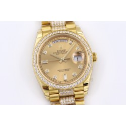 Rolex-DayDate 36mm Dia Pres YG/YG Gold Diam EWF A3255 Mod