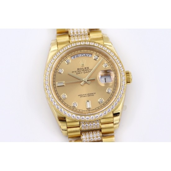 Rolex-DayDate 36mm Dia Pres YG/YG Gold Diam EWF A3255 Mod