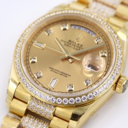 Rolex-DayDate 36mm Dia Pres YG/YG Gold Diam EWF A3255 Mod