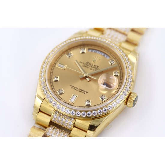 Rolex-DayDate 36mm Dia Pres YG/YG Gold Diam EWF A3255 Mod