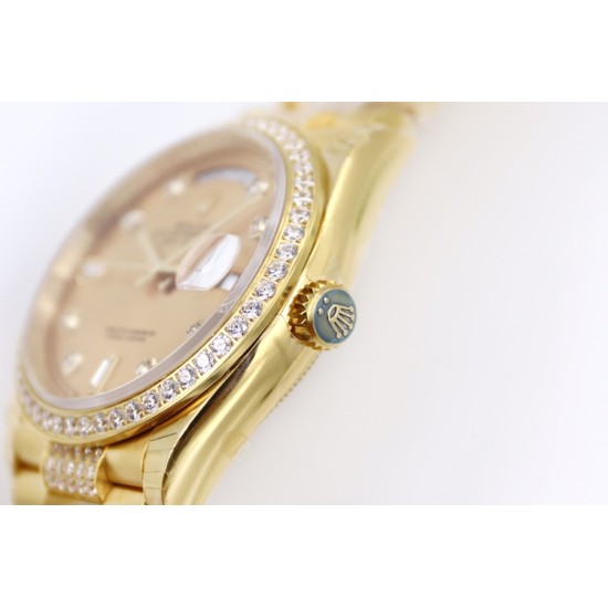 Rolex-DayDate 36mm Dia Pres YG/YG Gold Diam EWF A3255 Mod