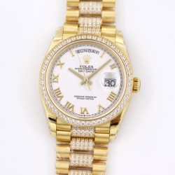 Rolex-DayDate 128238 36mm YG/YG White/Rmn Diam EWF V3 VR3255(Gain Weight)