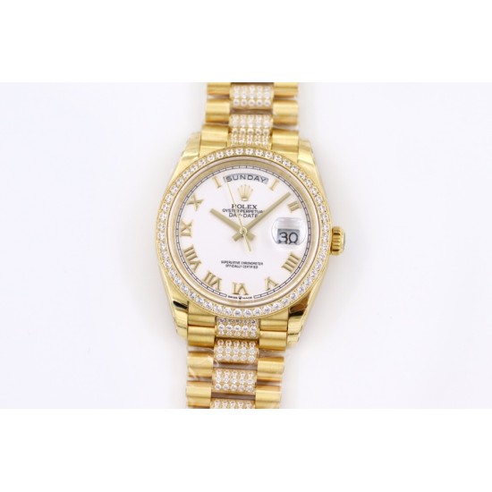 Rolex-DayDate 128238 36mm YG/YG White/Rmn Diam EWF V3 VR3255(Gain Weight)