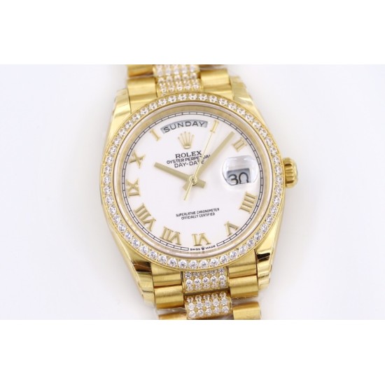 Rolex-DayDate 128238 36mm YG/YG White/Rmn Diam EWF V3 VR3255(Gain Weight)