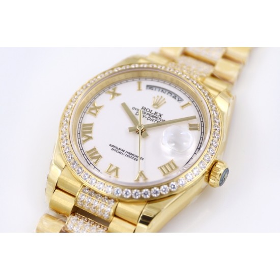 Rolex-DayDate 128238 36mm YG/YG White/Rmn Diam EWF V3 VR3255(Gain Weight)