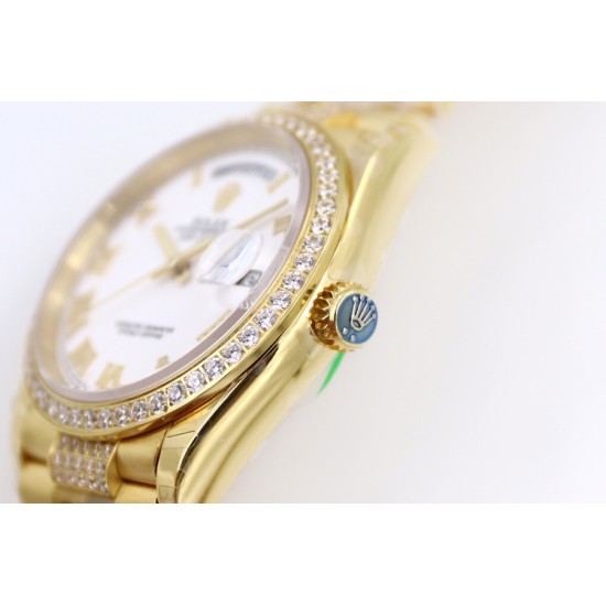 Rolex-DayDate 128238 36mm YG/YG White/Rmn Diam EWF V3 VR3255(Gain Weight)