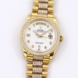 Rolex-DayDate 36mm Dia Pres YG/YG Wht MOP Diam EWF A3255 Mo