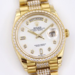 Rolex-DayDate 36mm Dia Pres YG/YG Wht MOP Diam EWF A3255 Mo