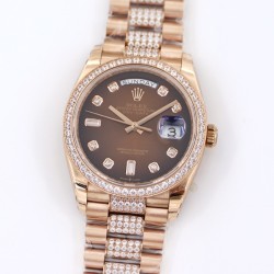 Rolex-DayDate 36mm Dia Pres RG/RG G-Brown Diam EWF A3255 Mo