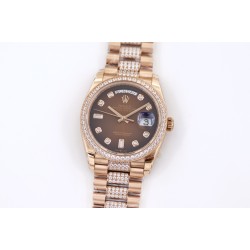 Rolex-DayDate 36mm Dia Pres RG/RG G-Brown Diam EWF A3255 Mo