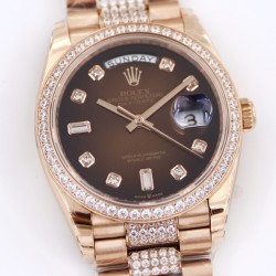Rolex-DayDate 36mm Dia Pres RG/RG G-Brown Diam EWF A3255 Mo