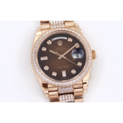 Rolex-DayDate 36mm Dia Pres RG/RG G-Brown Diam EWF A3255 Mo