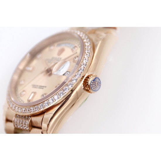 Rolex-DayDate 36mm Dia Pres RG/RG Gold Diam EWF A3255 Mod