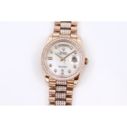 Rolex-DayDate 36mm Dia Pres RG/RG Wht MOP Diam EWF A3255 Mo