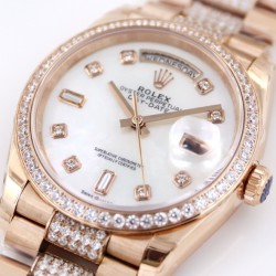 Rolex-DayDate 36mm Dia Pres RG/RG Wht MOP Diam EWF A3255 Mo