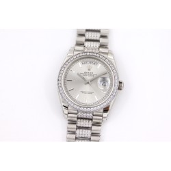 Rolex-DayDate 228206 SS/SS Silv Wht Diam EWF A3235