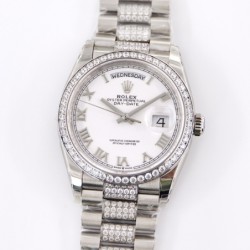 Rolex-DayDate 128239 36mm SS/SS White/Rmn Diam EWF V3 VR3255(Gain Weight)
