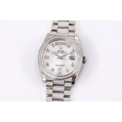 Rolex-DayDate 36mm Dia Pres SS/SS Wht MOP Diam EWF A3255 Mo