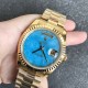 Rolex-DayDate 36mm YG/YG Flt Pres Turquoise Dial RAF A2836