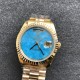 Rolex-DayDate 36mm YG/YG Flt Pres Turquoise Dial RAF A2836