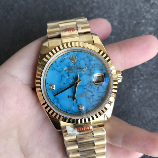 Rolex-DayDate 36mm YG/YG Flt Pres Turquoise Dial RAF A2836