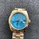 Rolex-DayDate 36mm YG/YG Flt Pres Turquoise Dial RAF A2836