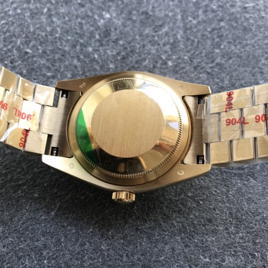 Rolex-DayDate 36mm YG/YG Flt Pres Turquoise Dial RAF A2836