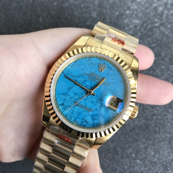Rolex-DayDate 36mm YG/YG Flt Pres Turquoise Dial RAF A2836