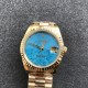 Rolex-DayDate 36mm YG/YG Flt Pres Turquoise Dial RAF A2836