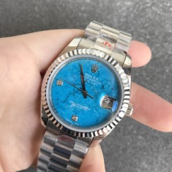 Rolex-DayDate 36mm SS/SS Flt Pres Turquoise Dial RAF A2836