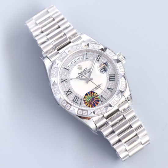 Rolex-DayDate 128239 36mm SS/SS Diamond/Rmn LZ V3 VR3255(Gain Weight)