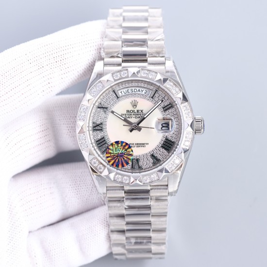 Rolex-DayDate 128239 36mm SS/SS Diamond/Rmn LZ V3 VR3255(Gain Weight)
