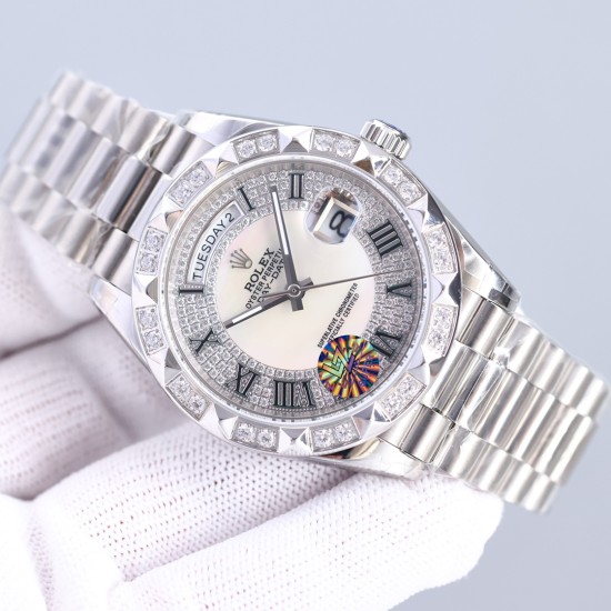 Rolex-DayDate 128239 36mm SS/SS Diamond/Rmn LZ V3 VR3255(Gain Weight)