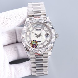 Rolex-DayDate 128239 36mm SS/SS Diamond/White Dial LZ V3 VR3255(Gain Weight)