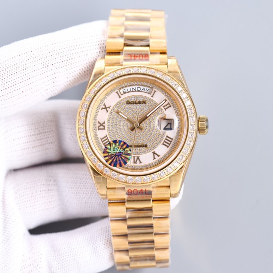 Rolex-DayDate 128239 36mm YG/YG Diamond/Rmn LZ V3 VR3255(Gain Weight)