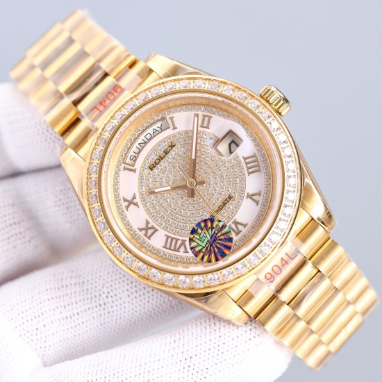 Rolex-DayDate 128239 36mm YG/YG Diamond/Rmn LZ V3 VR3255(Gain Weight)