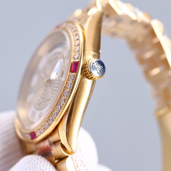 Rolex-DayDate 128239 36mm YG/YG Diamond/Rmn LZ V3 VR3255(Gain Weight)