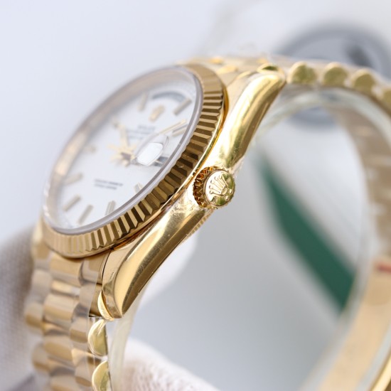 Rolex-DayDate 128238 36mm YG/YG White/Stk BJ A2836(Gain Weight)