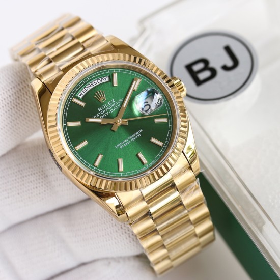 Rolex-DayDate 128238 36mm YG/YG Green/Brown YG Dial BJ V3 VR3255(Gain Weight)
