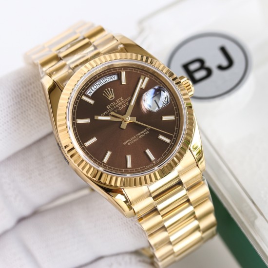 Rolex-DayDate 128238 36mm YG/YG Green/Brown YG Dial BJ V3 VR3255(Gain Weight)