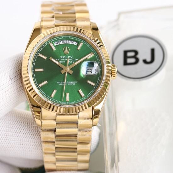 Rolex-DayDate 128238 36mm YG/YG Green/Brown YG Dial BJ V3 VR3255(Gain Weight)