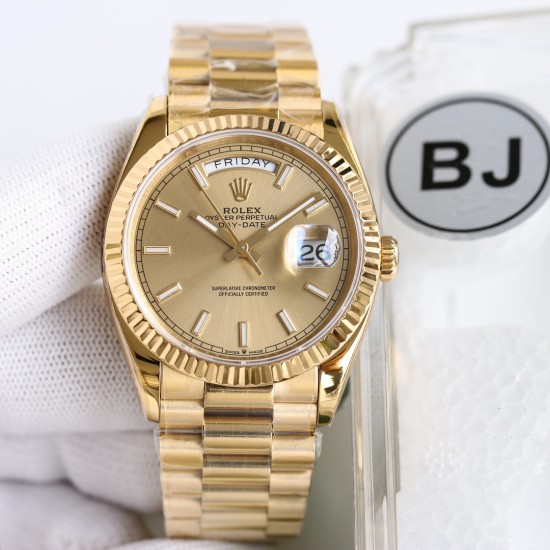 Rolex-DayDate 128238 36mm YG/YG Green/Brown YG Dial BJ V3 VR3255(Gain Weight)